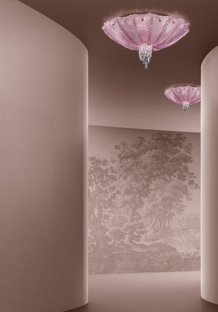 MANIN Glass ceiling light with crystals