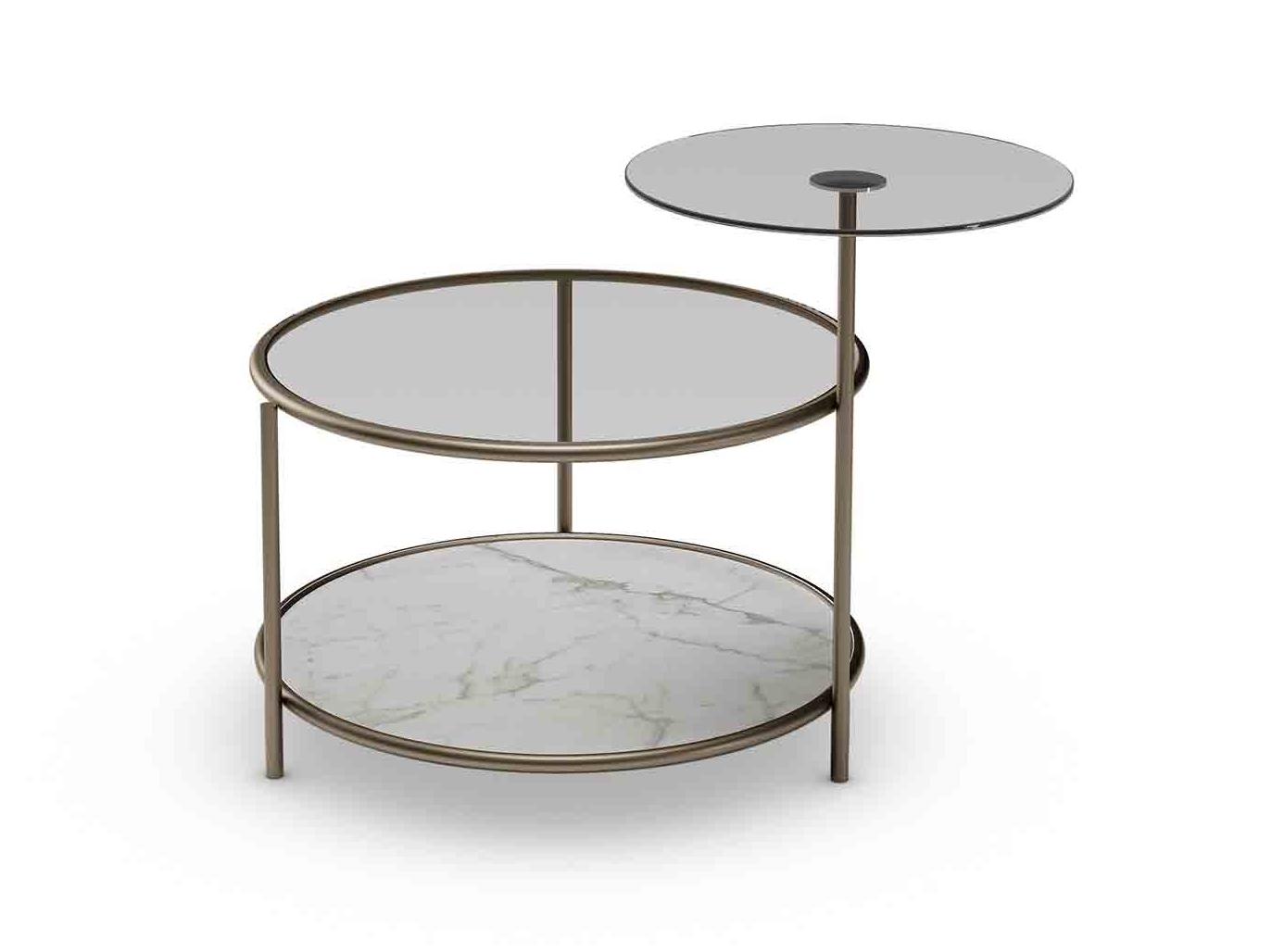EGEO Round glass coffee table with integrated magazine rack