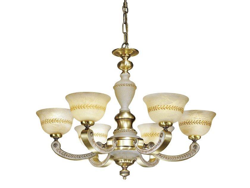 VERA 2268/6 Antique Brass finish chandelier with alabaster