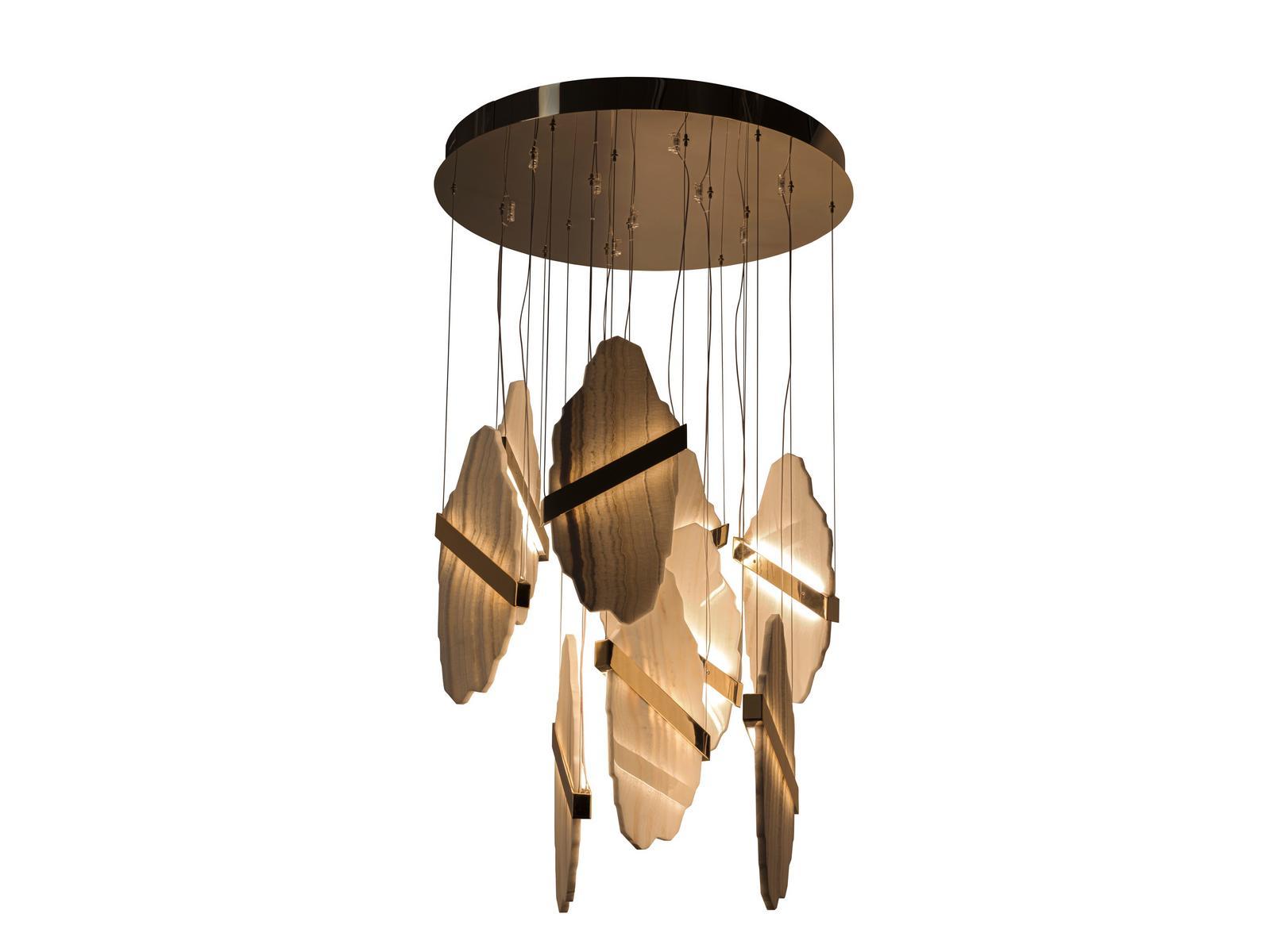 ROCK LED indirect light onyx chandelier