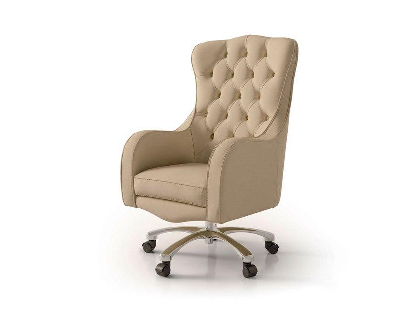 5143 Height-adjustable leather executive chair with 5-spoke base