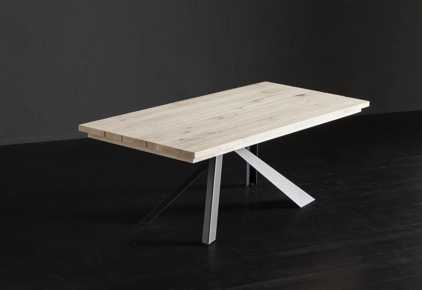 MADRID + METAL Rectangular wooden dining table