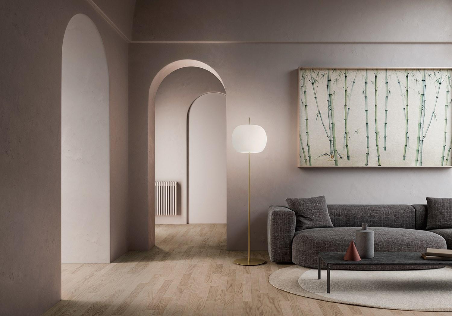 KUSHI XL Opal glass floor lamp