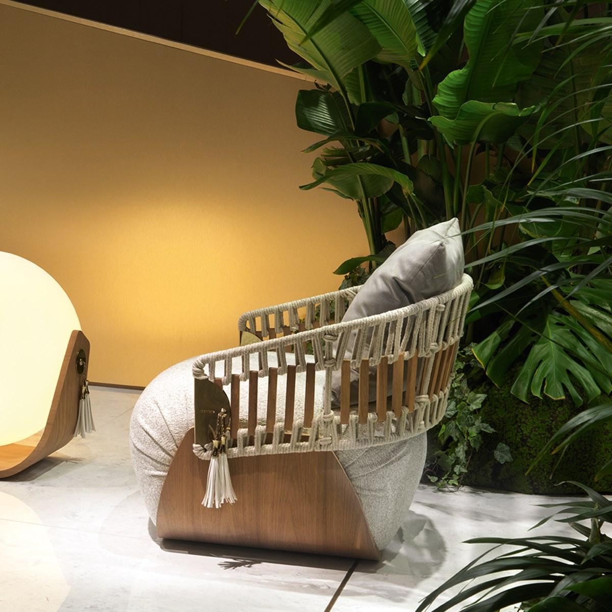 KATHRYN Rope garden armchair with armrests