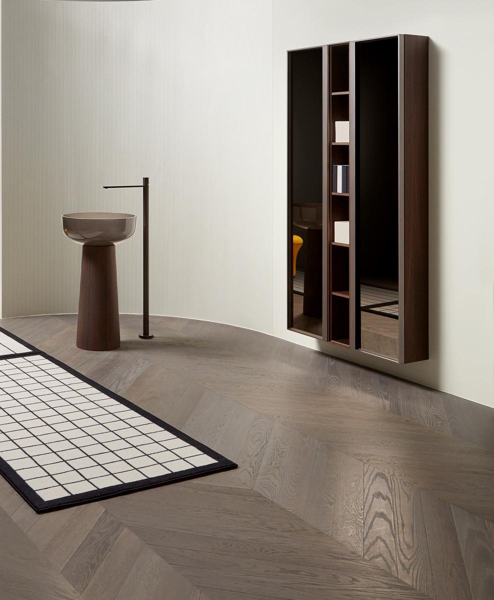 BEMADE Suspended wood and glass bathroom cabinet with doors