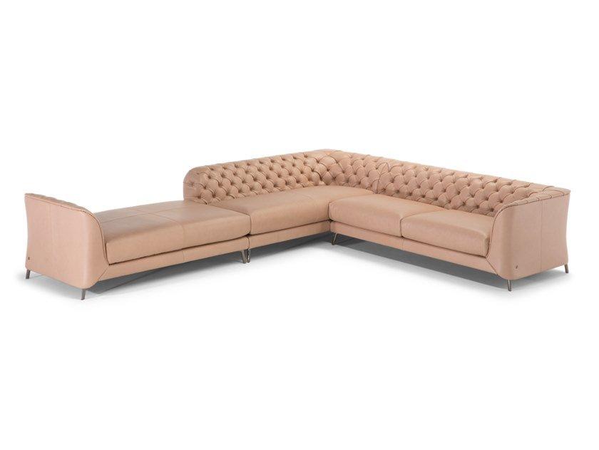 LA SCALA Corner tufted leather sofa