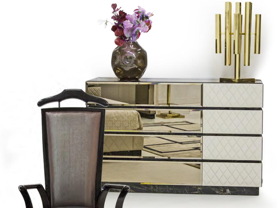 ROYAL Mirrored glass chest of drawers