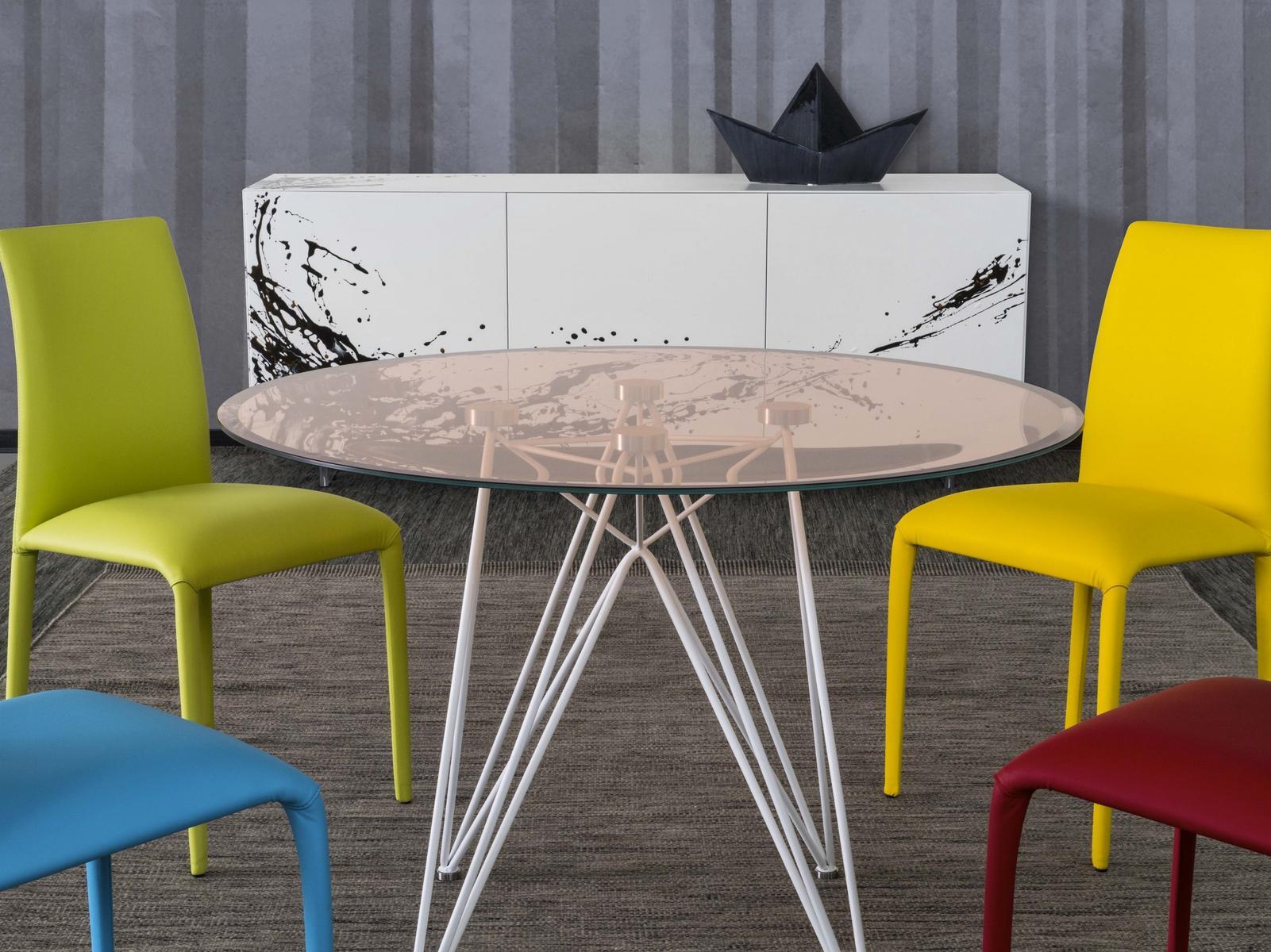 PEGASO Round tempered glass table