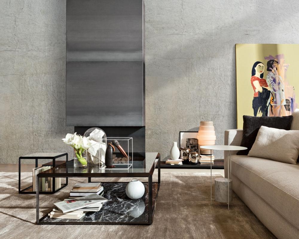 45° Modular square glass coffee table