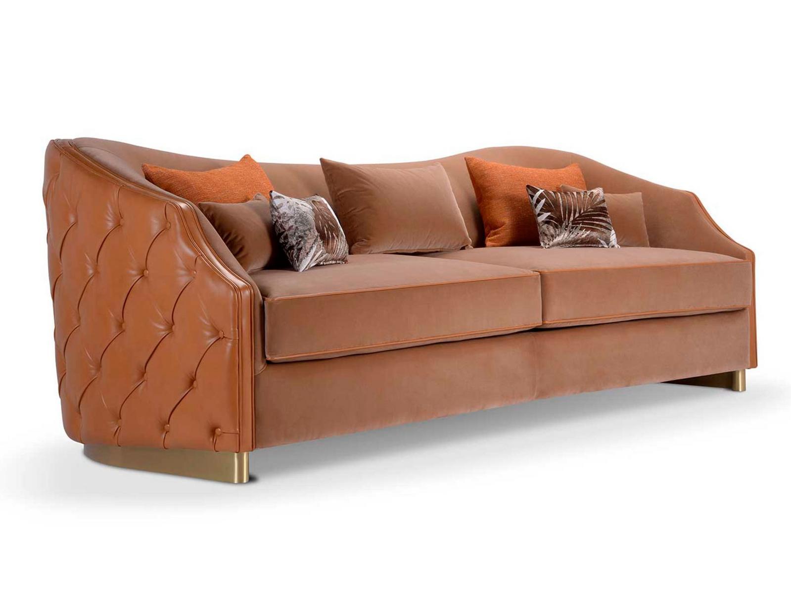 CLEIO Tufted 3 seater leather sofa bed