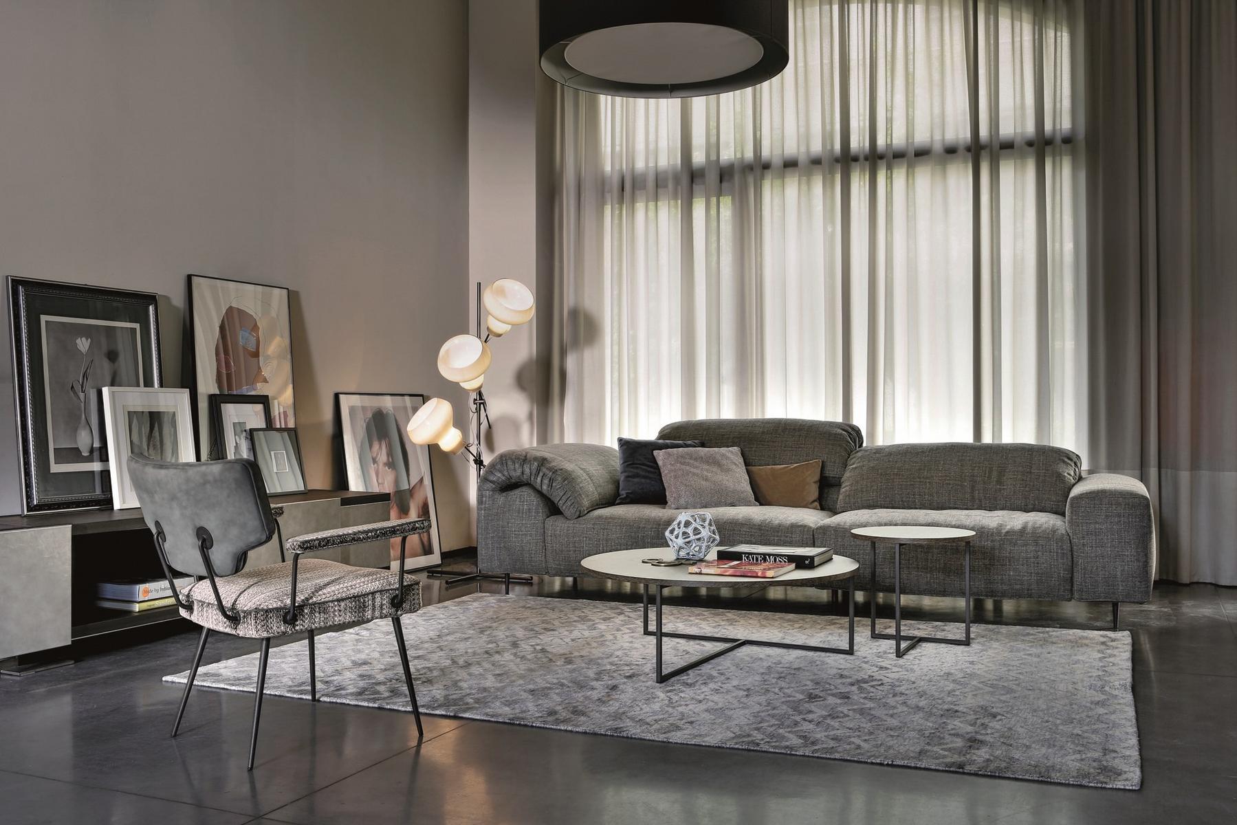 CRAZY DIAMOND 3 seater fabric sofa with headrest
