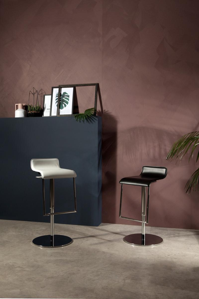 MILANO Upholstered leather stool with footrest