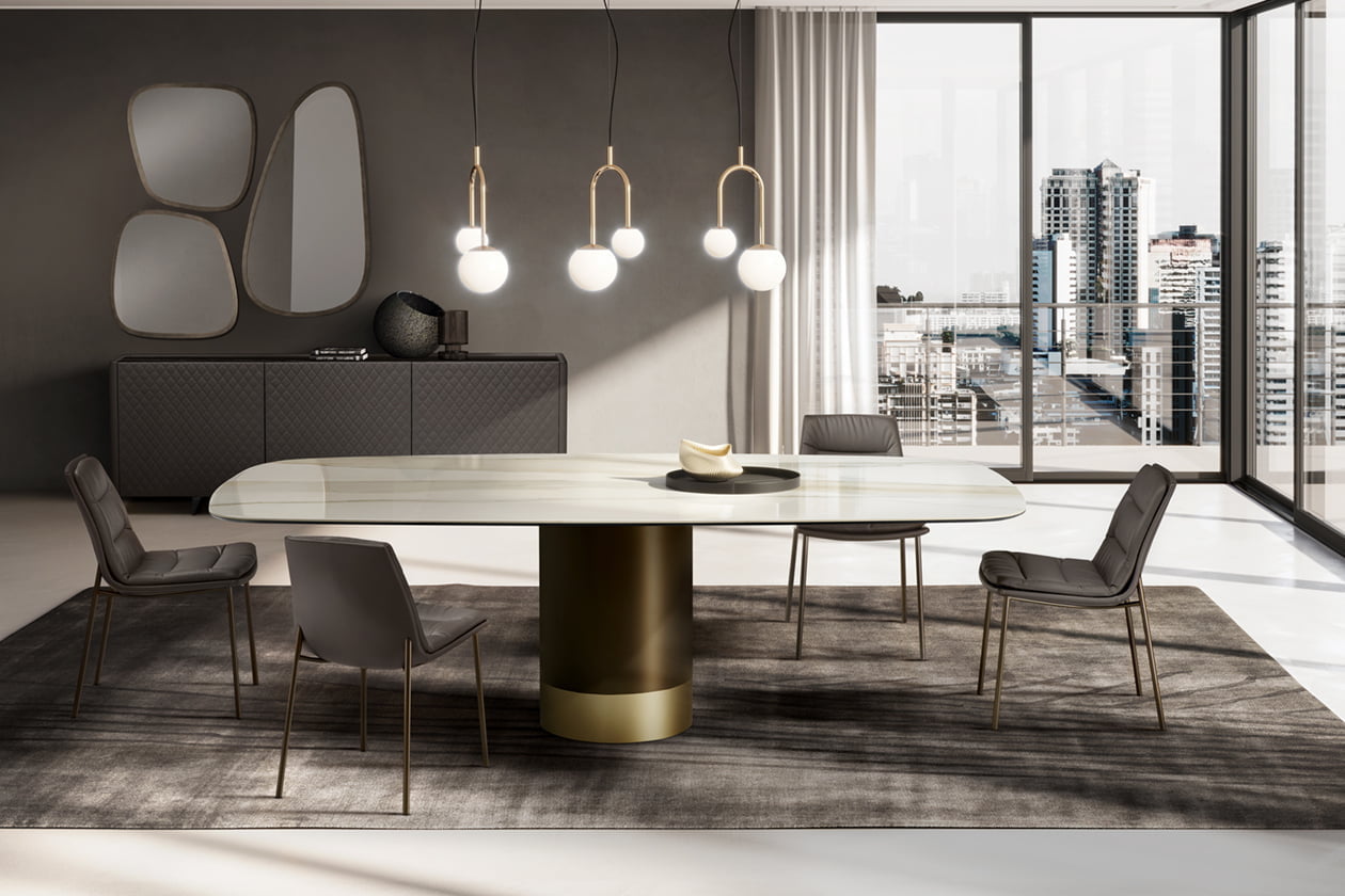 CILINDRO CERAMIC Round ceramic table in a luxury style