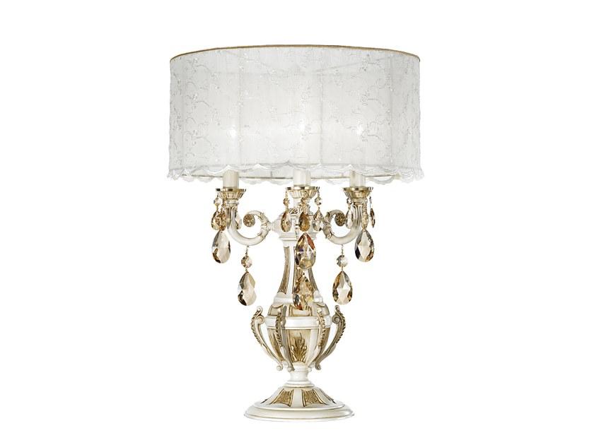 WINDSOR 888/L3-PZ-GG Antique white/gold table lamp with Schoeler crystals