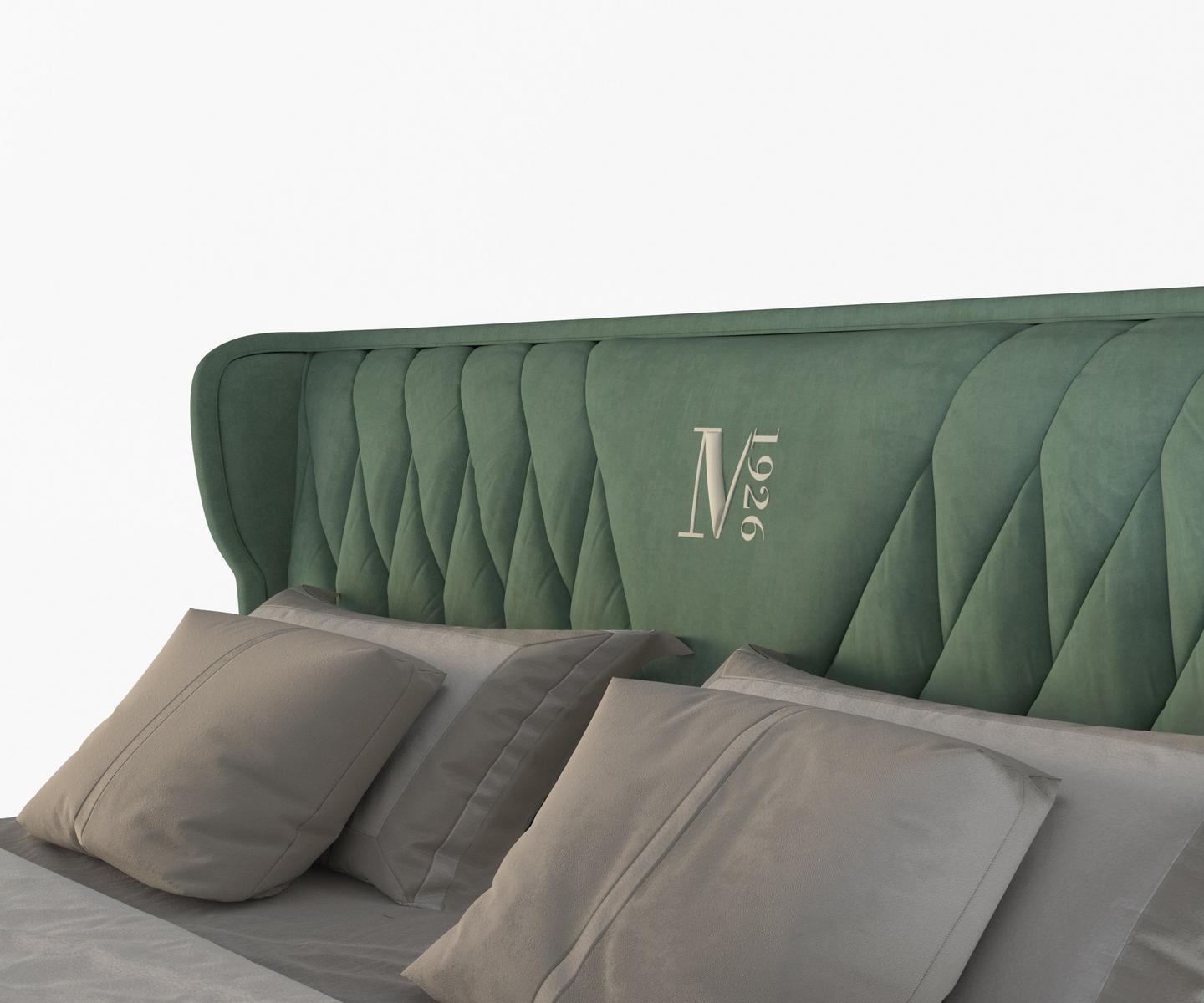 FEDRO Fabric bed with upholstered headboard