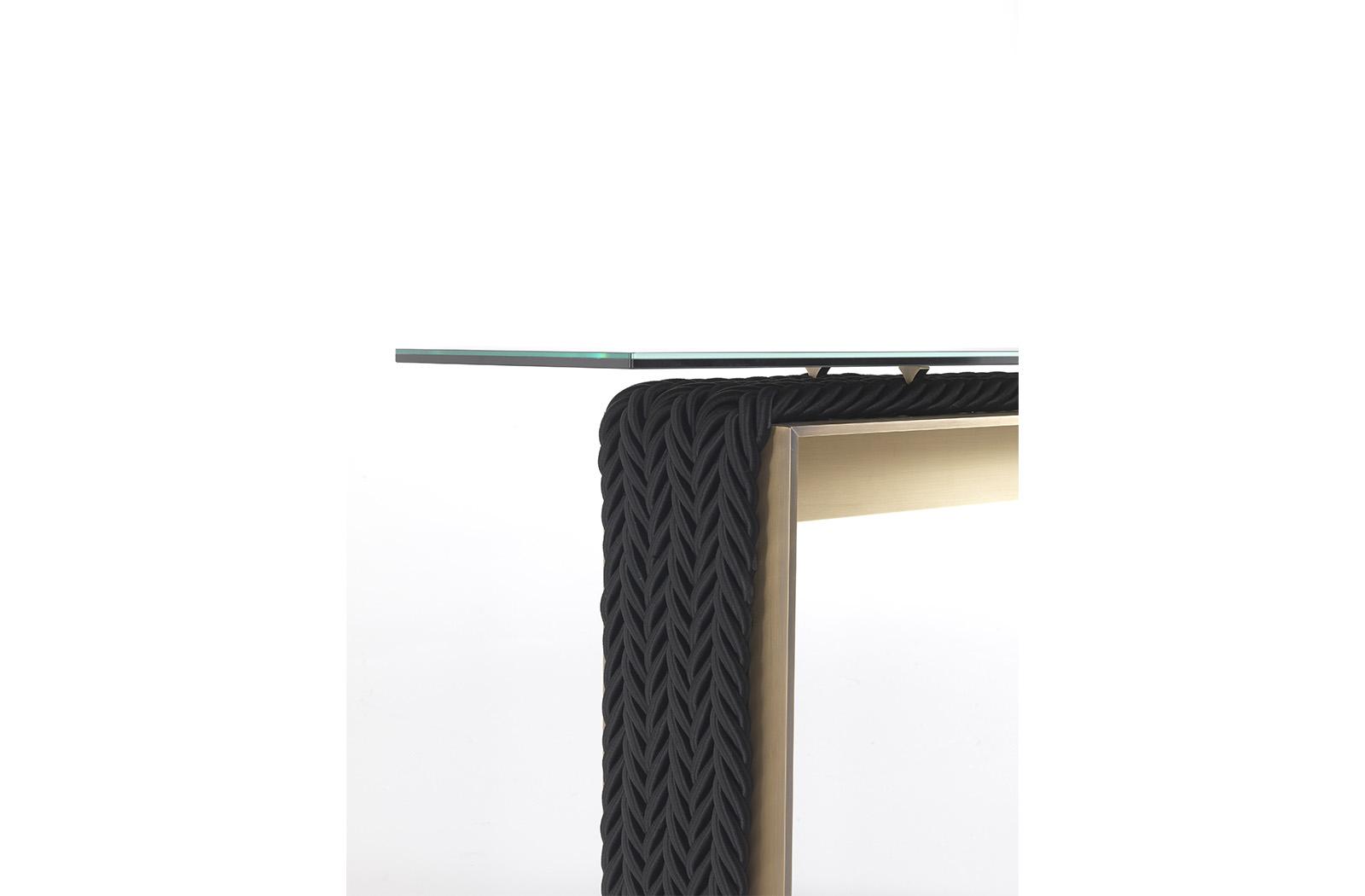 GLASGOW Rectangular metal and glass console table