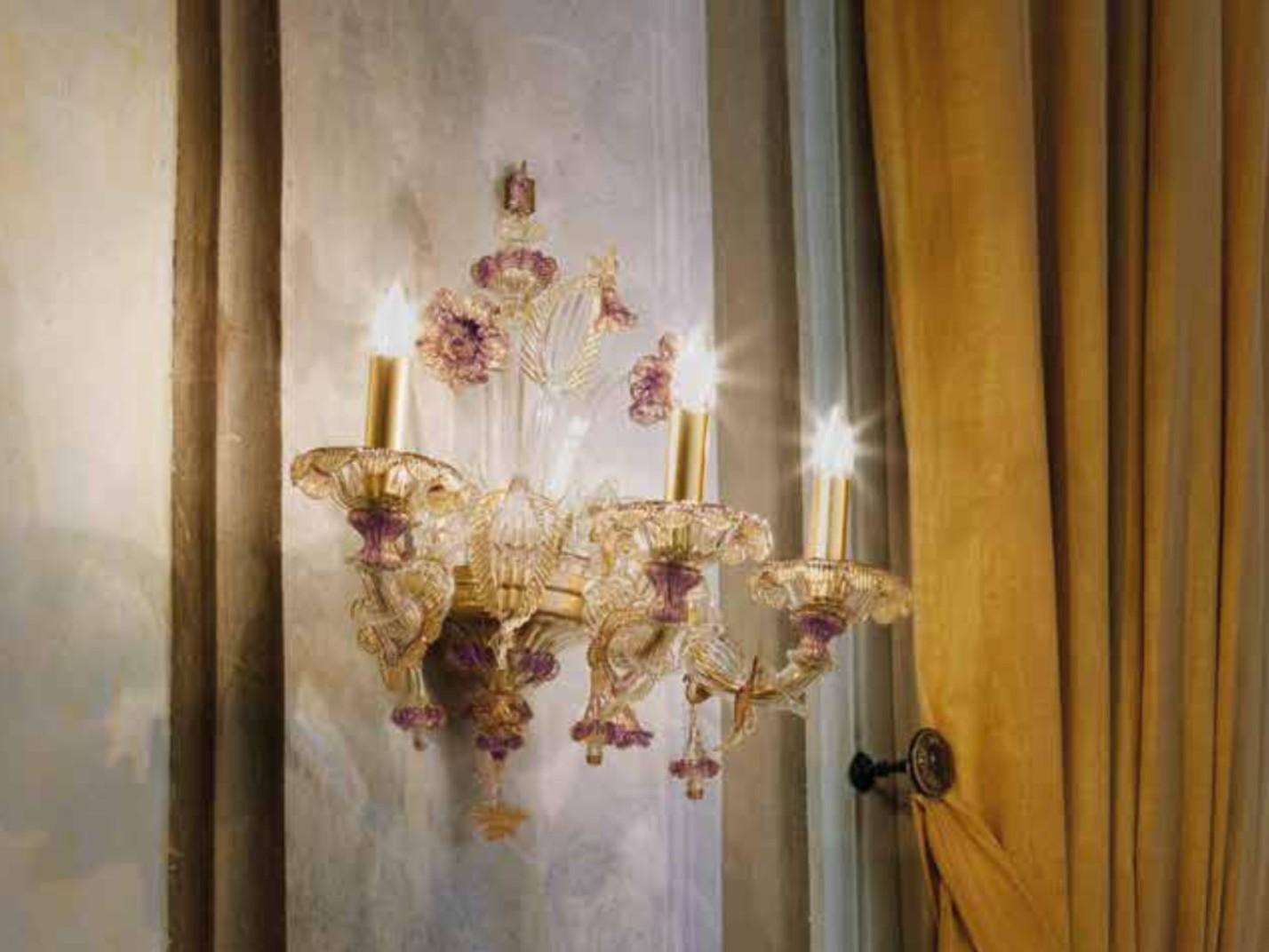 REZZONICO Glass wall lamp with crystals