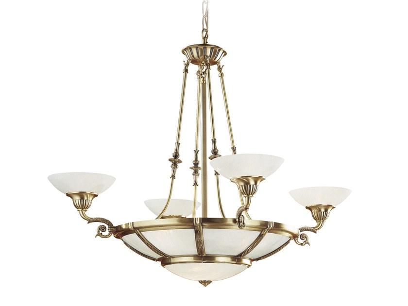 RAFFAELLO 1999/6+4 Antique Brass chandelier with opal glass