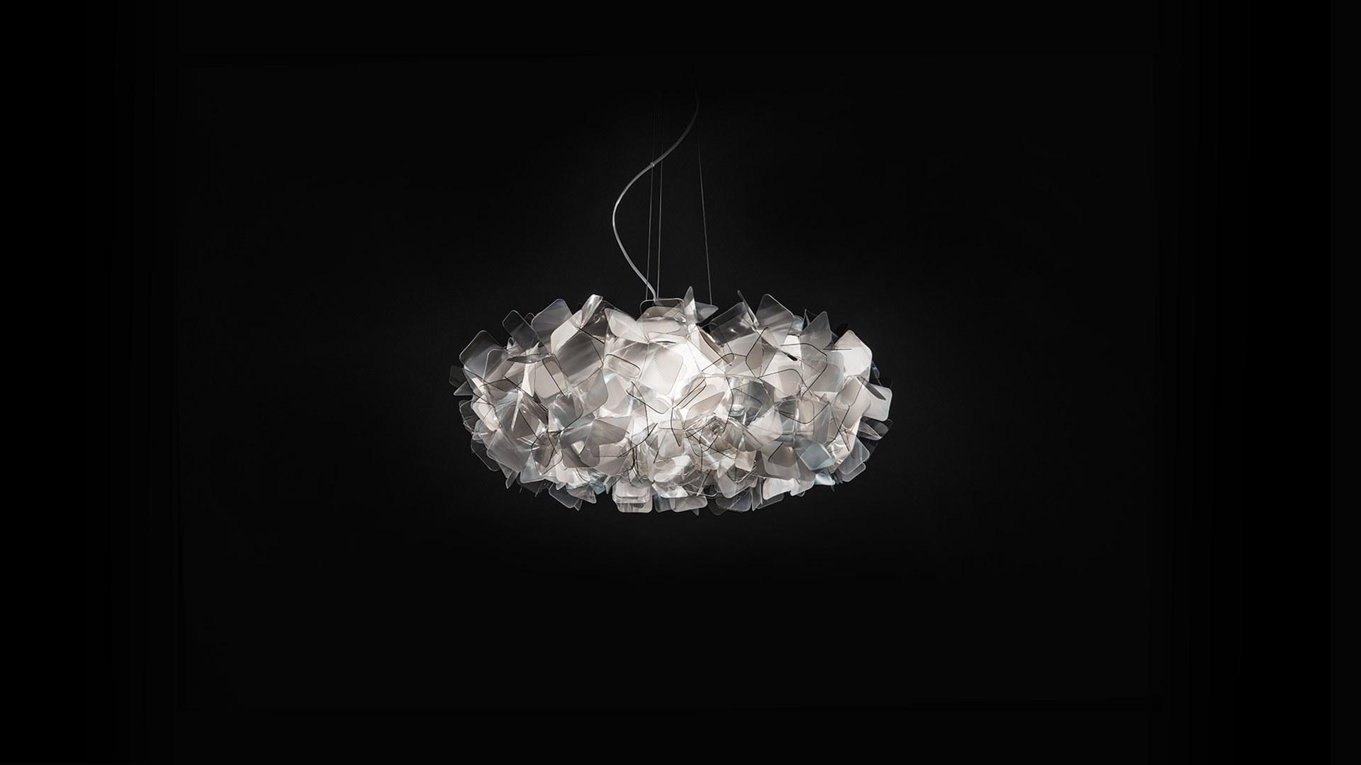 CLIZIA FUMÉ LARGE Lentiflex® and Cristalflex Fumé® LED pendant lamp