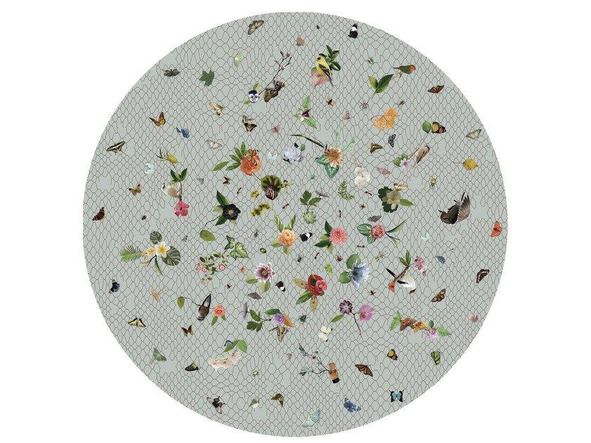 GARDEN OF EDEN LIGHT GREY Round rug with floral pattern