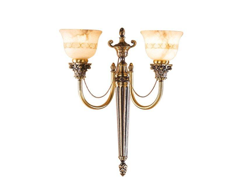 MILA 27089/A2 Antique Brass finish wall light with alabaster
