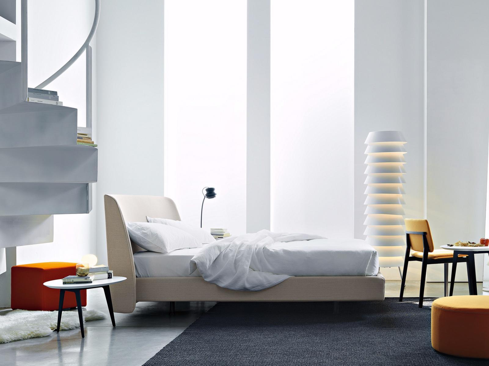 EDEL Fabric double bed with upholstered headboard