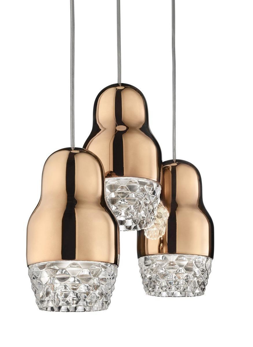 FEDORA LED glass and aluminium pendant lamp