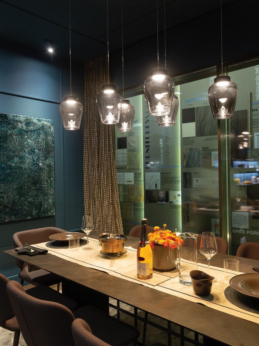 AELLA THIN S LED blown glass pendant lamp
