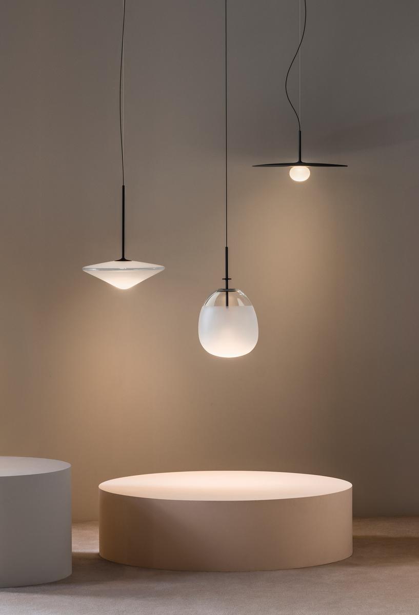 TEMPO 5770_5776 LED direct light glass and steel pendant lamp