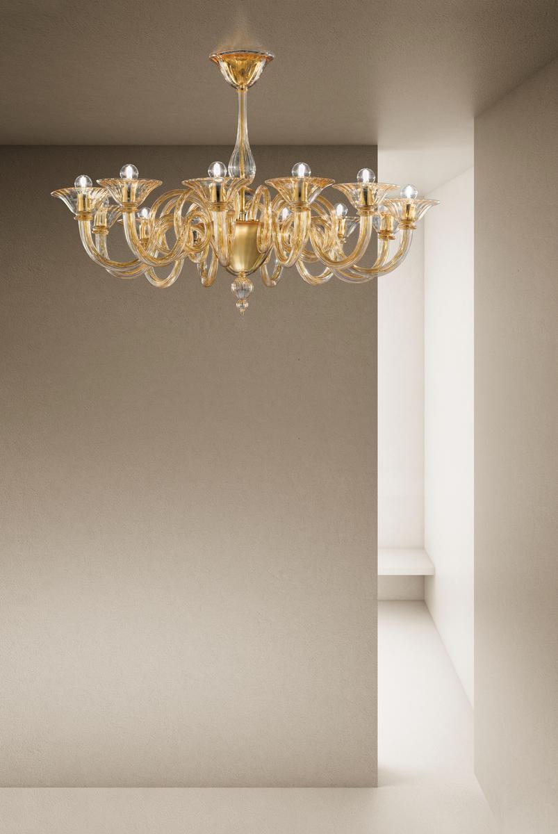 DOLFIN Glass chandelier with crystals