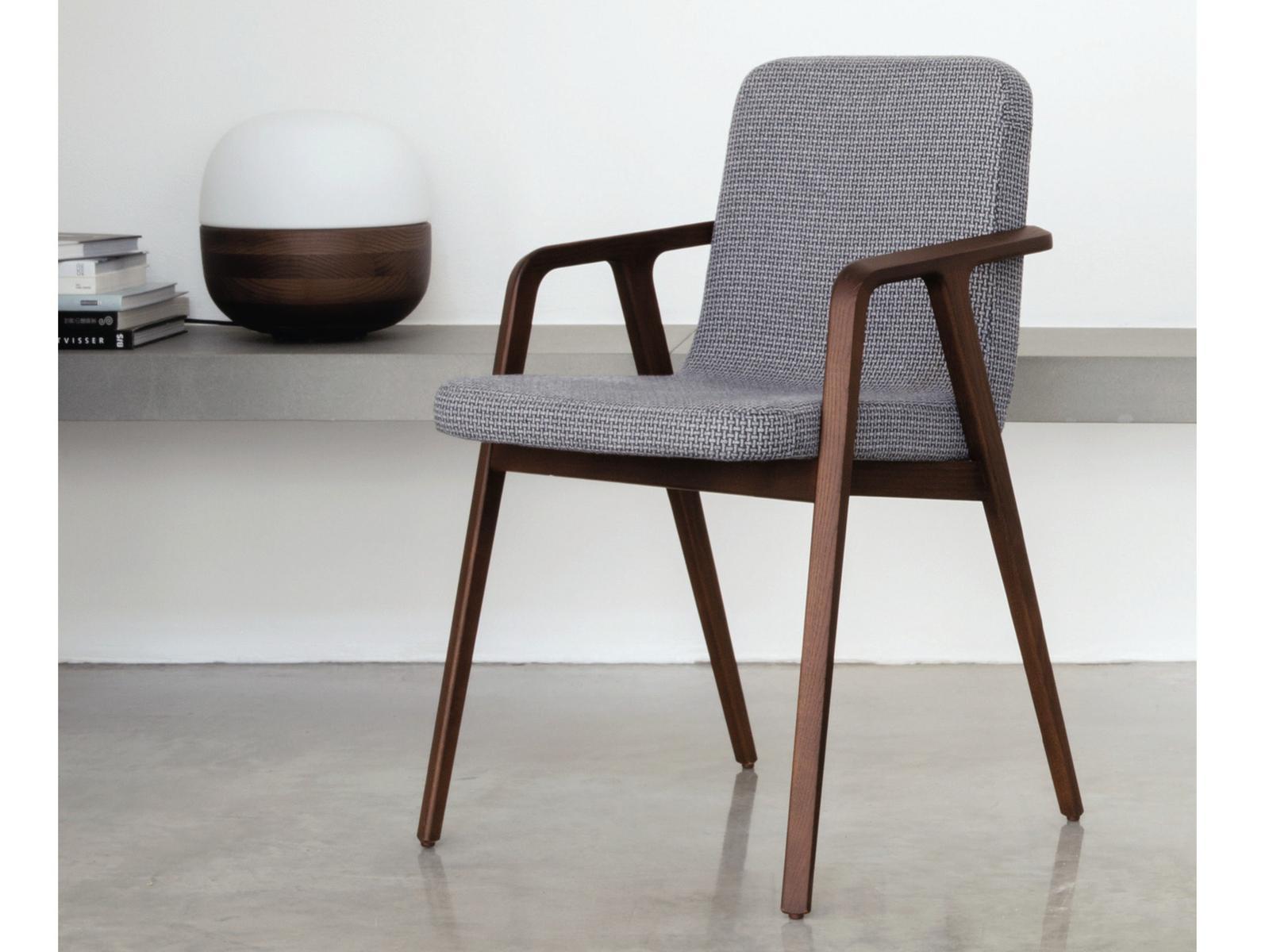 LOLITA Upholstered fabric chair with armrests