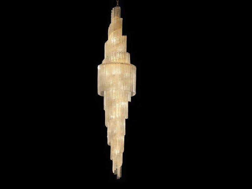 GLASS VE 1144 Incandescent marble grit chandelier