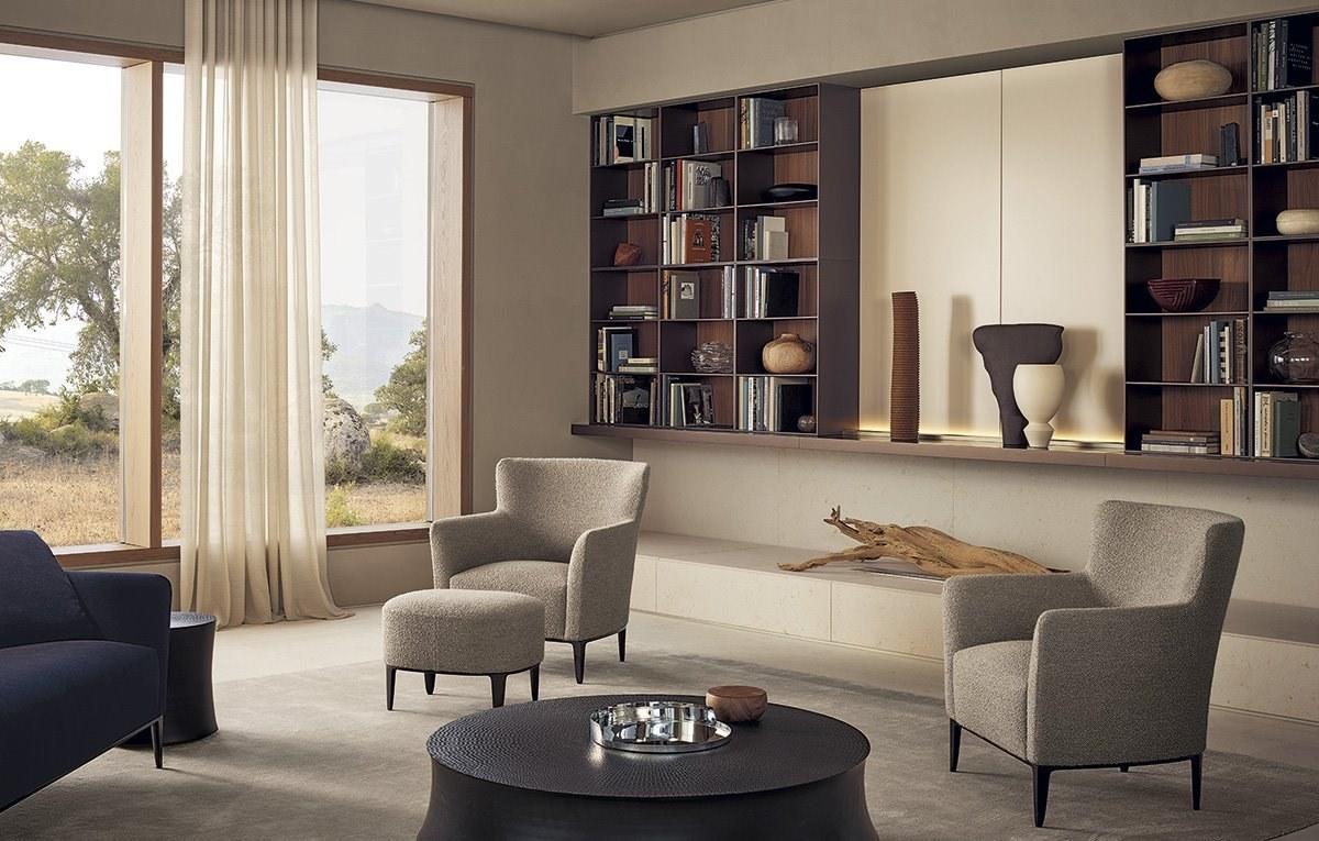 GENTLEMAN Fabric armchair with armrests