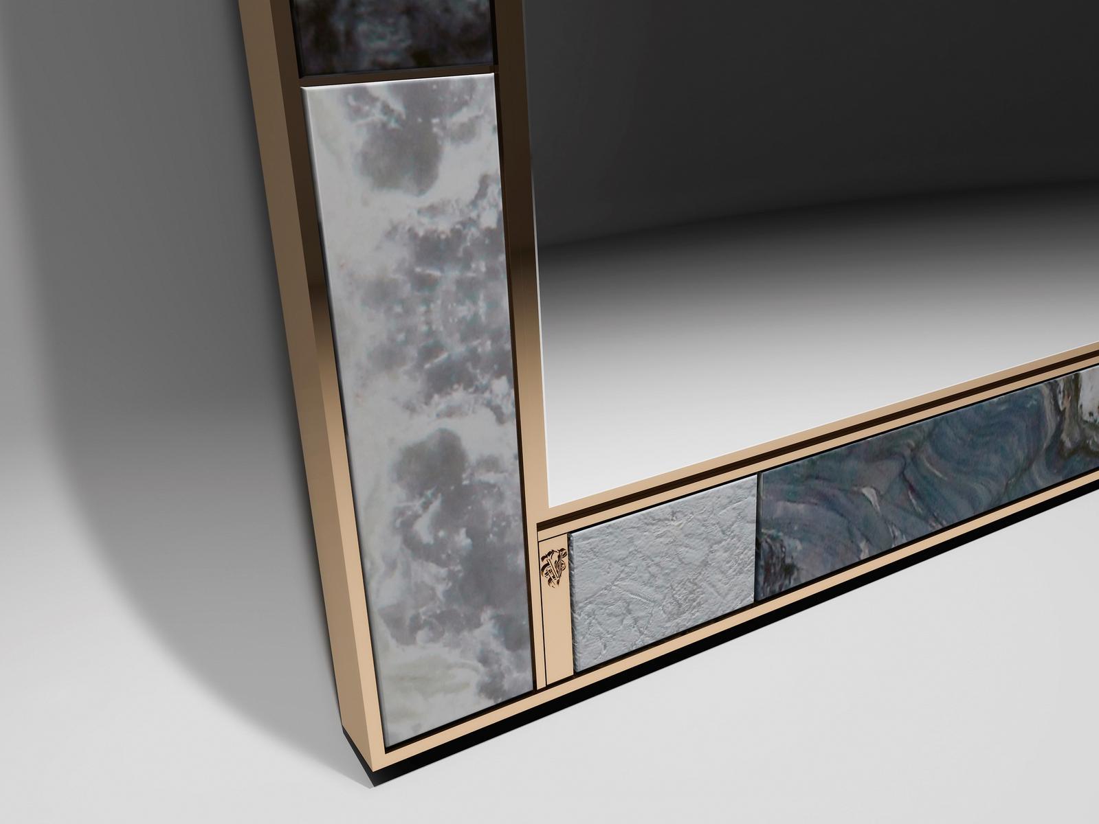 POLIDORO Freestanding rectangular marble mirror