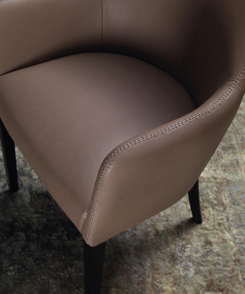 EMILY Upholstered leather chair with armrests