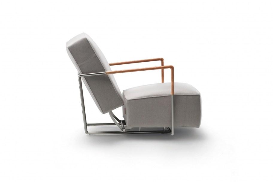 A.B.C. Upholstered recliner leather armchair with armrests