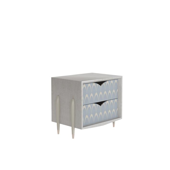 PEACOCK Rectangular wood veneer bedside table with drawers