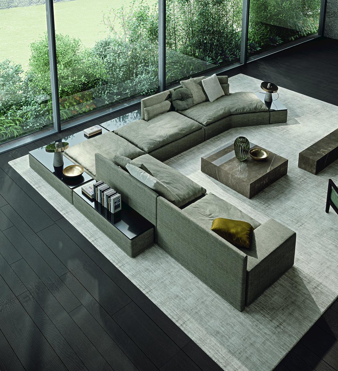 DOMINIO Sectional high-back fabric sofa