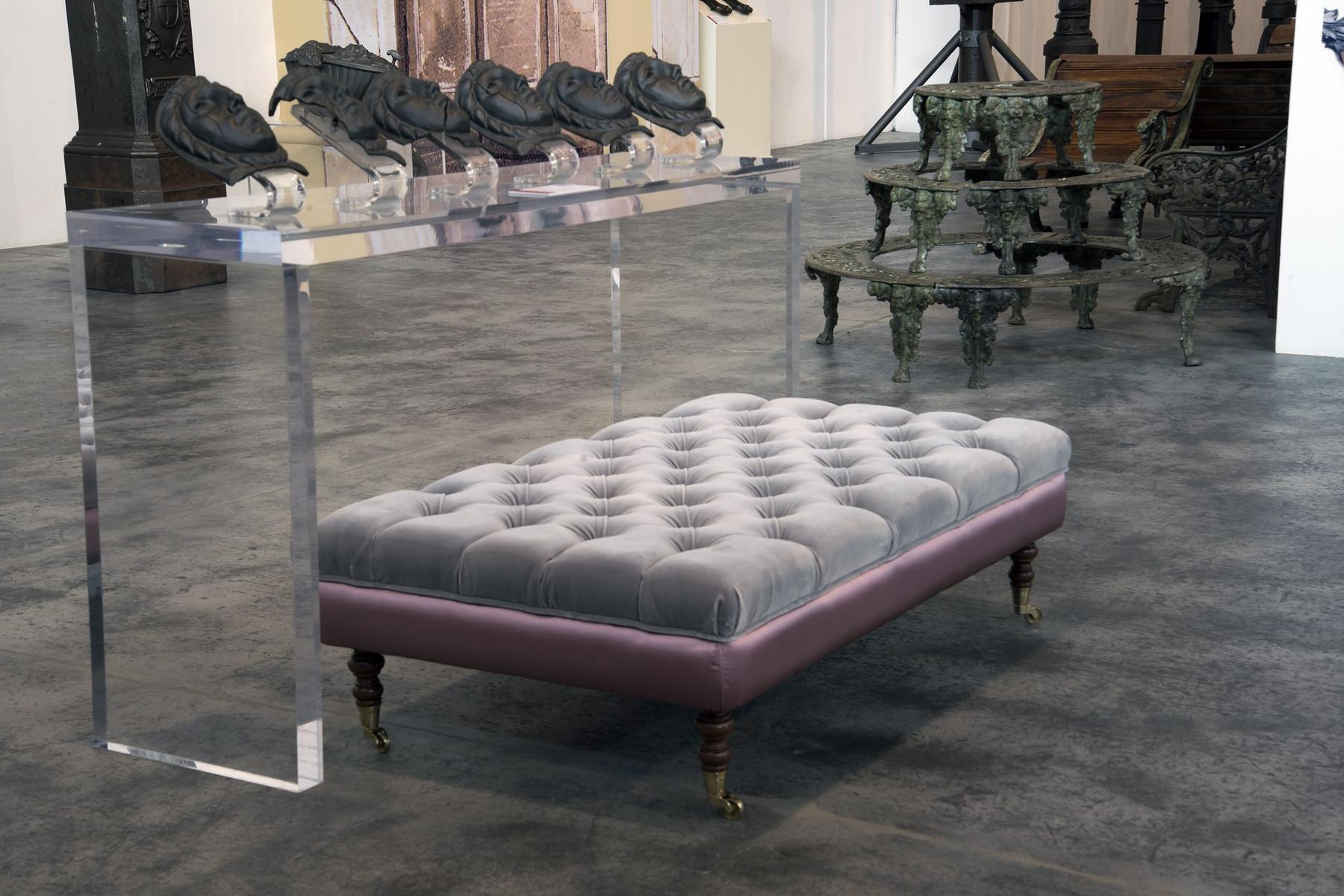 ALONSO Leather pouf / footstool