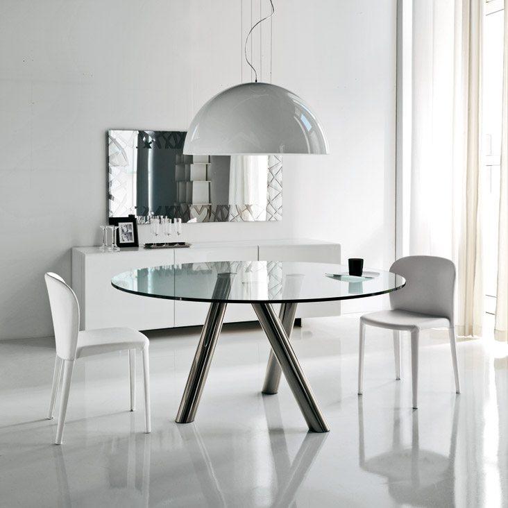 RAY Round tempered glass table