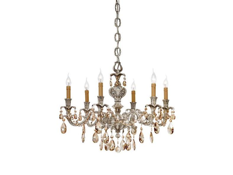 VERONIQUE 796/6-SH/GG Antique white and gold chandelier with Schoeler crystals