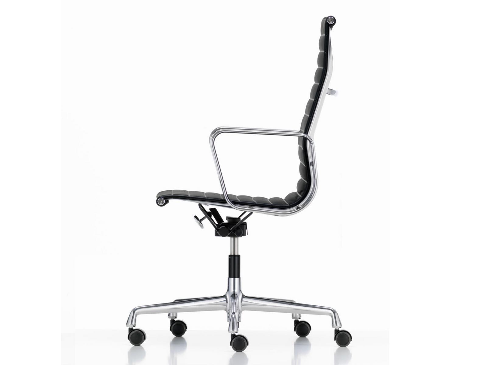 ALUMINIUM CHAIR EA 119 Swivel leather office chair with armrests