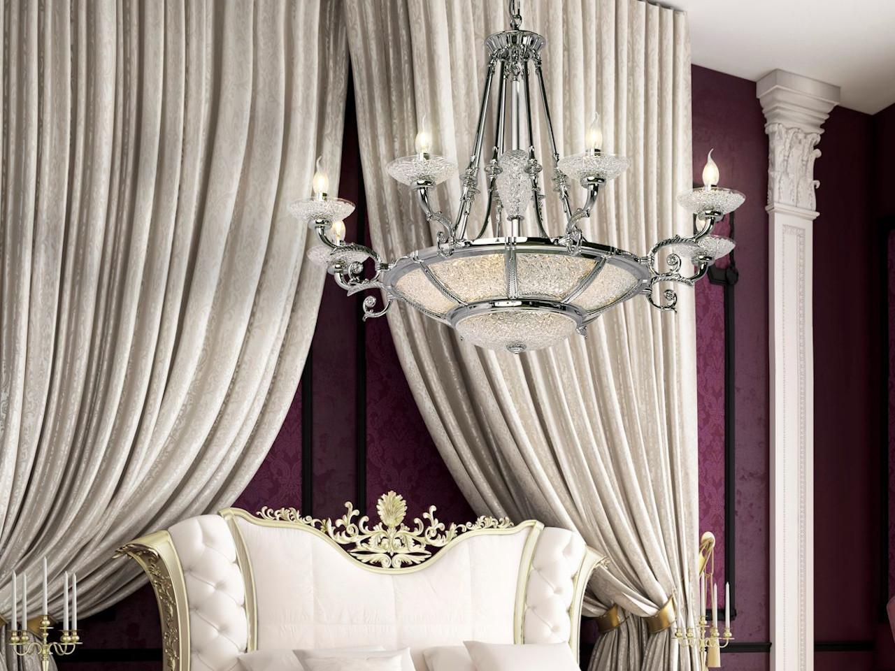 PICASSO 4999/6+8 Chrome finish chandelier with hand carved crystal