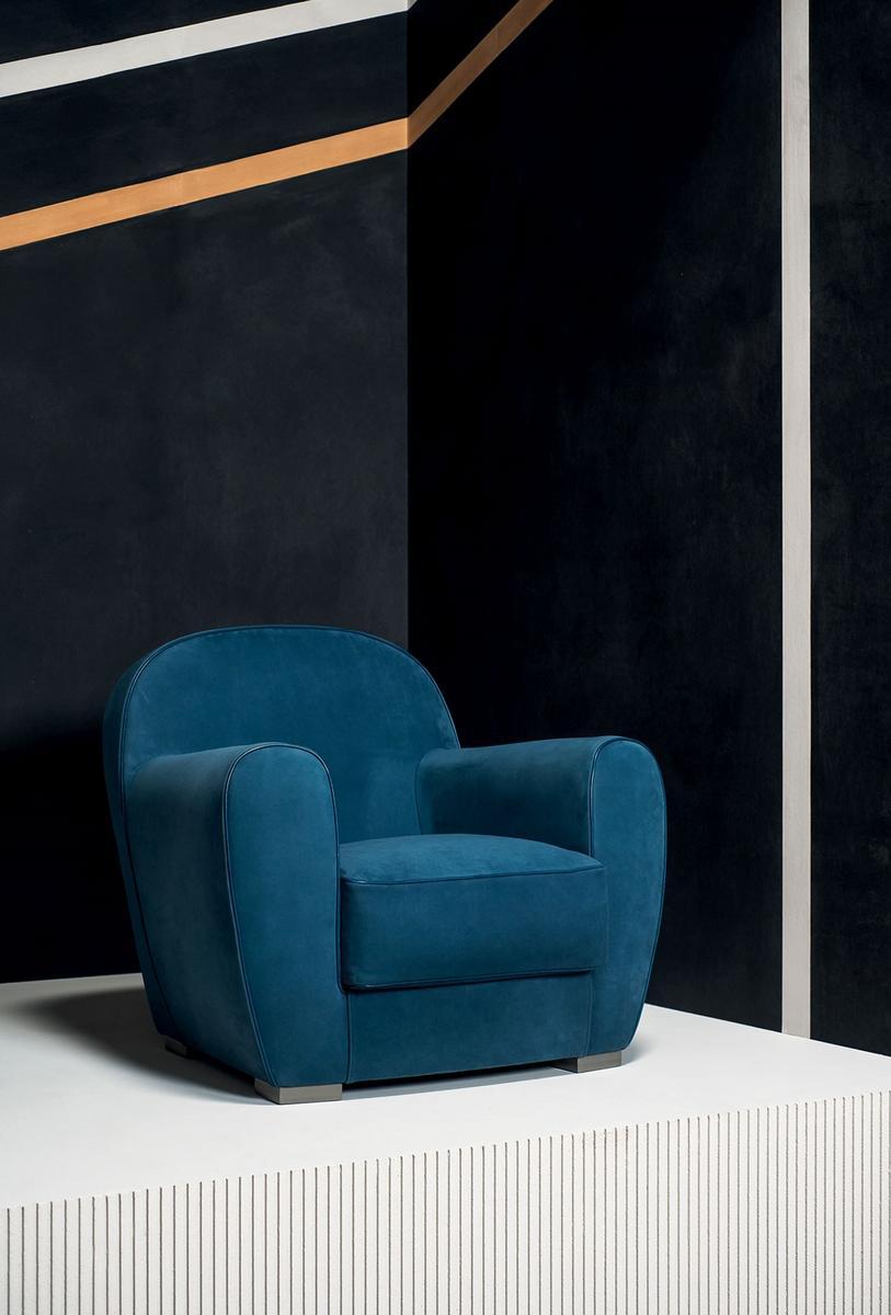 AMBURGO BABY Leather armchair with armrests