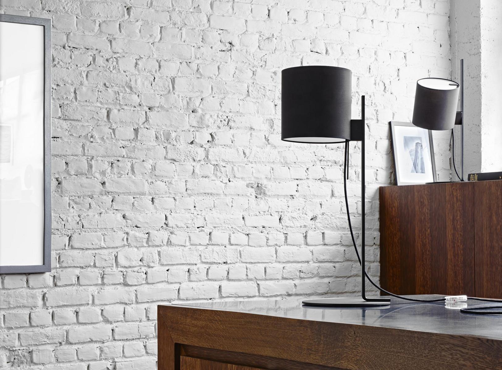 MAGNET LAMP Table lamp with steel base and cotton shade MAGNET LAMP Table lamp with steel base and cotton shade