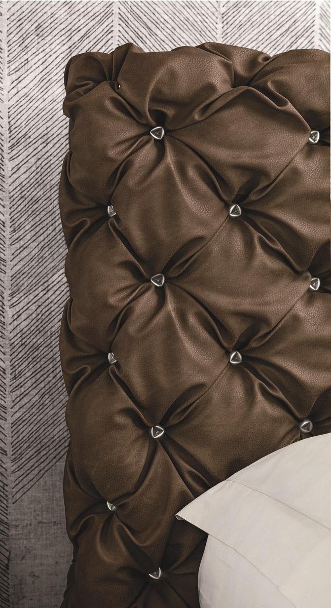 CHANTAL Leather double bed with tufted headboard