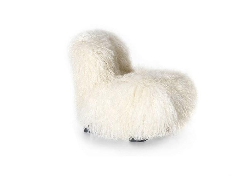 BOTOLO LOW Upholstered fur armchair