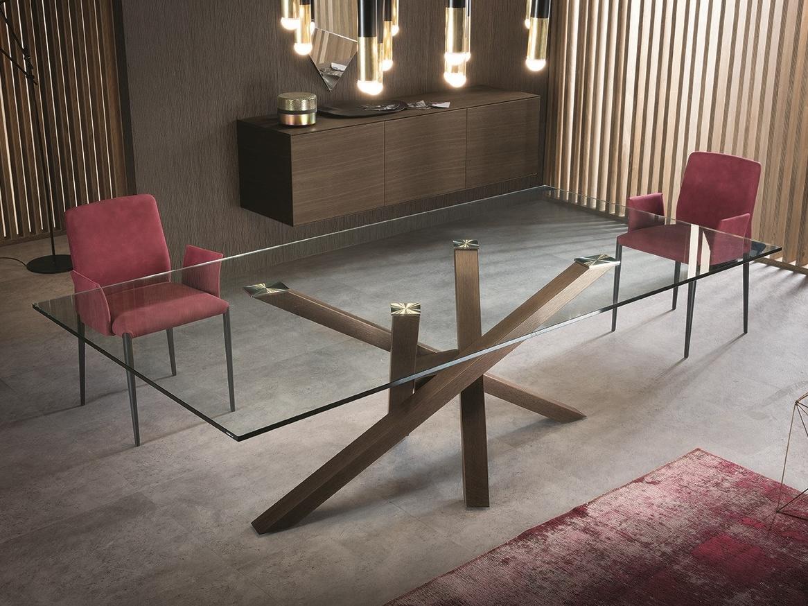 SHANGAI Wood and glass table