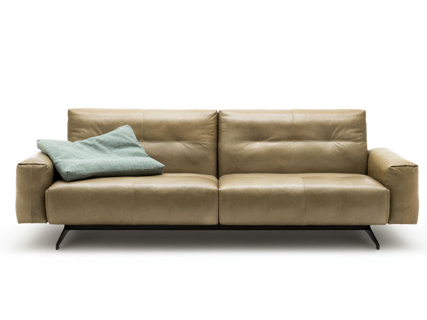 50 Sled base tufted leather sofa