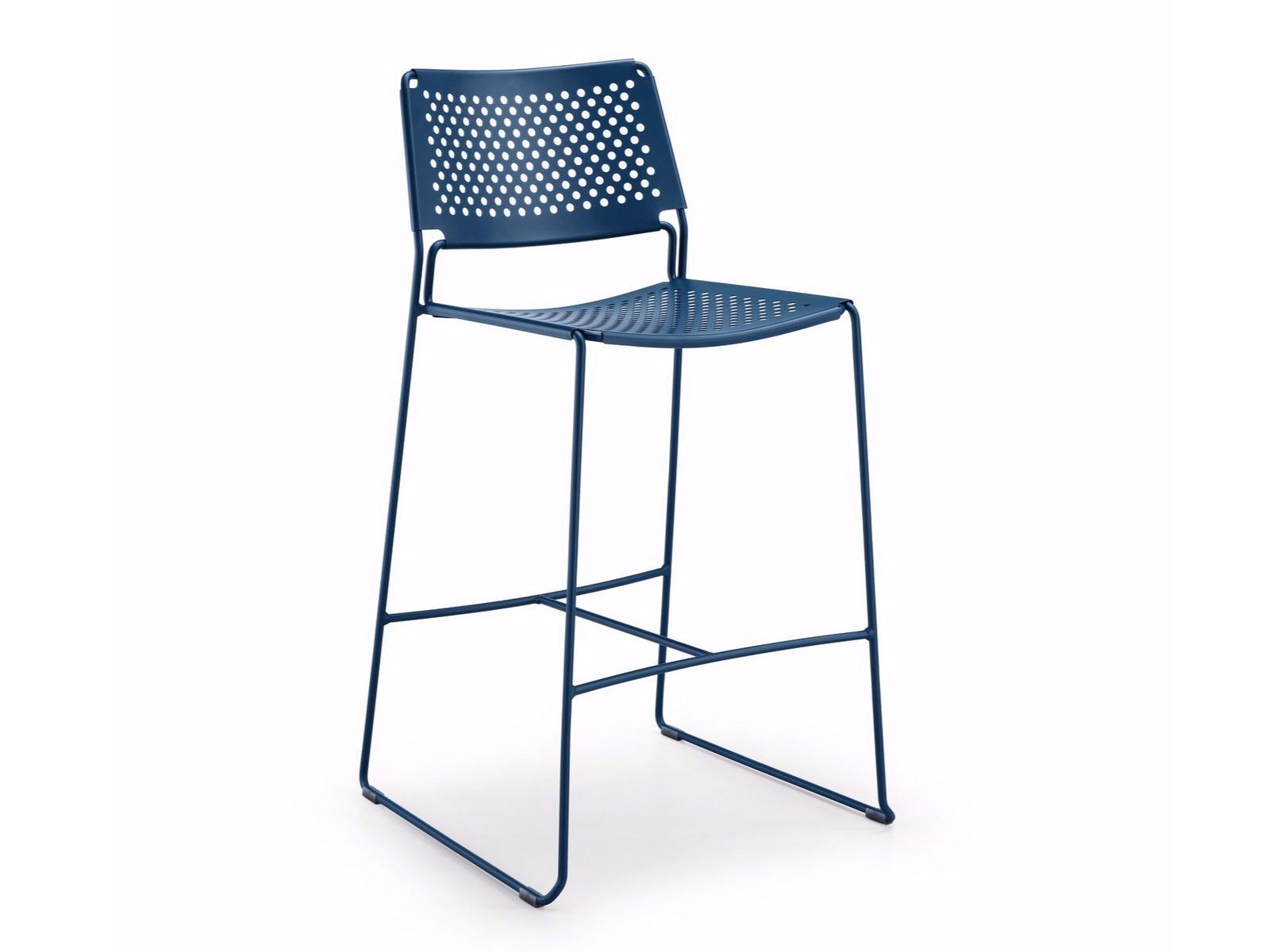 SLIM H65 IN High steel garden stool with back